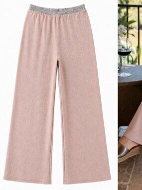 Rose Pink Sparkle Palazzo Pants | Wide Leg Shimmer | Made in Italy | Party